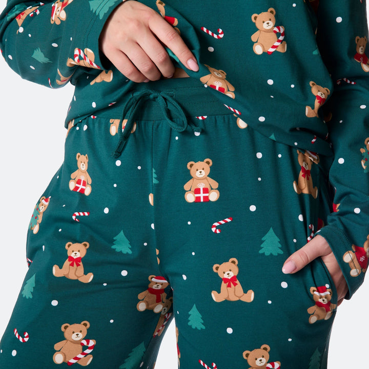 Naisten Vihreä Nallekarhu Joulupyjama