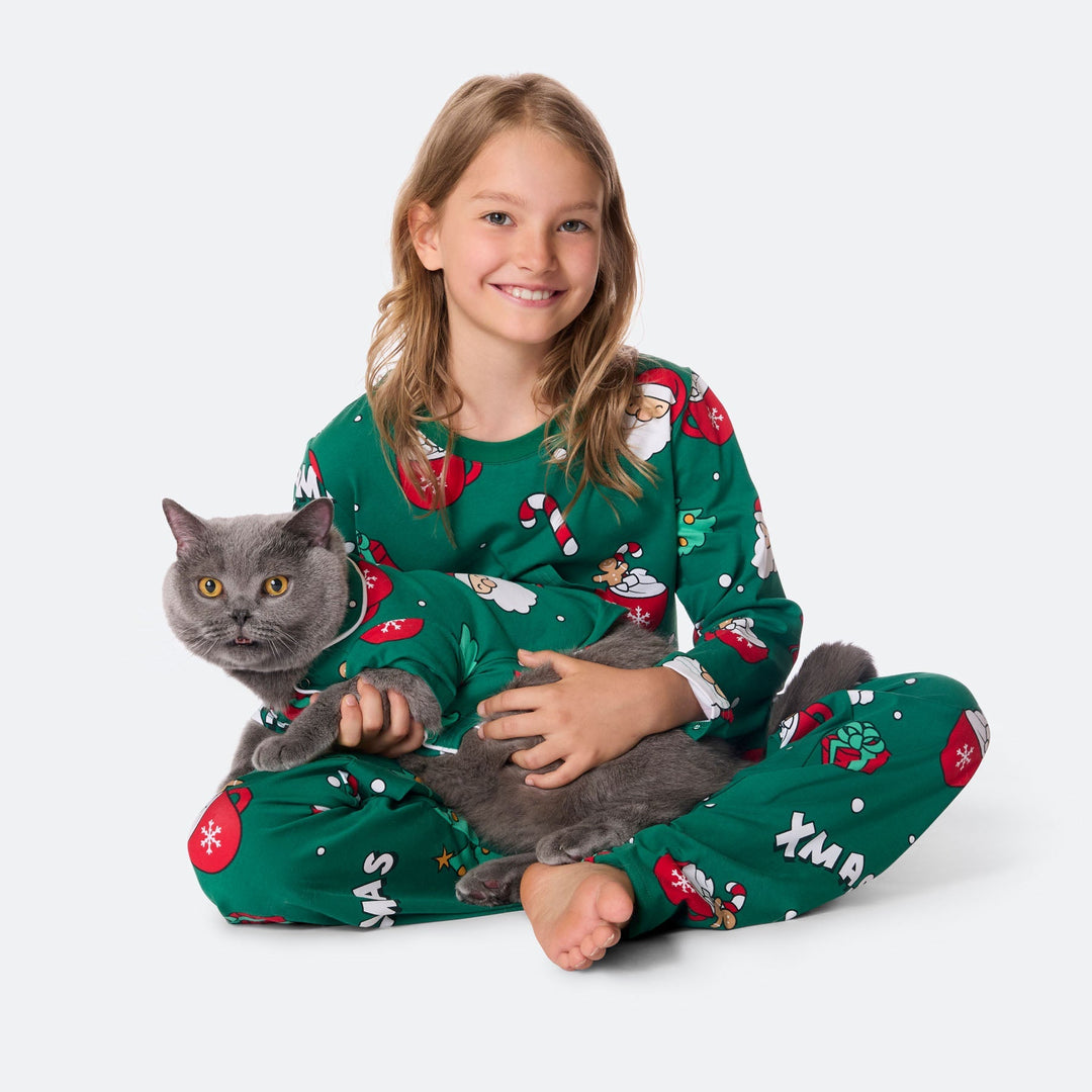 Kissojen Vihreä Xmas Joulupyjama