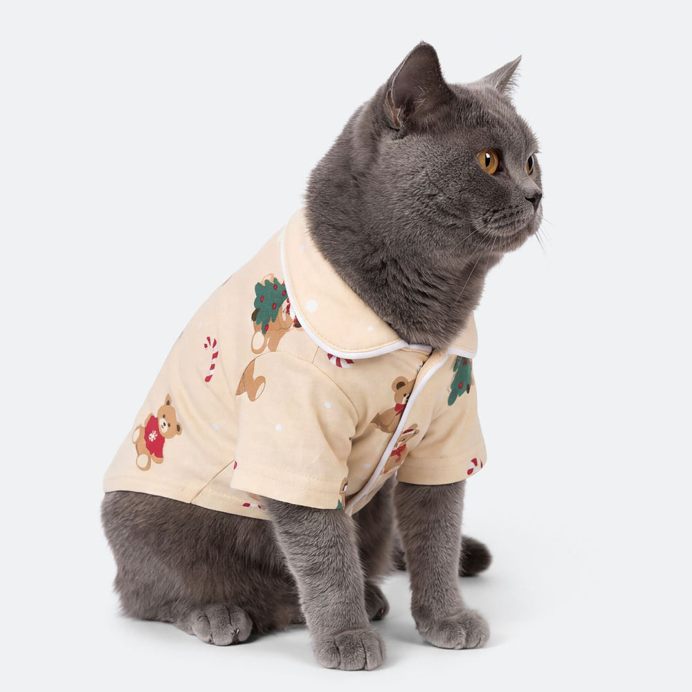 Kissojen Beige Nallekarhu Joulupyjama