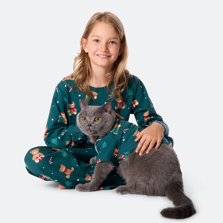 Lasten Vihreä Nallekarhu Joulupyjama