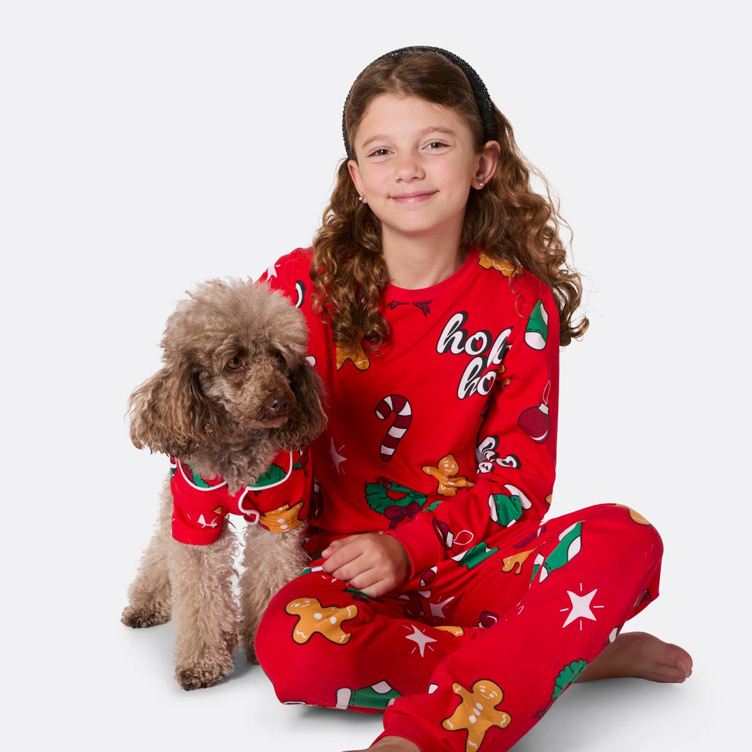 Punainen Hohoho Joulupyjamat Perhe