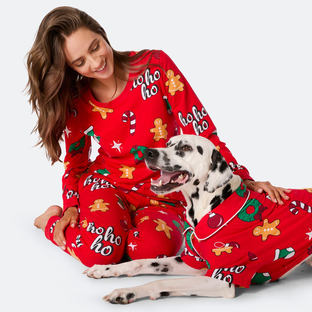 Punainen Hohoho Joulupyjamat Perhe