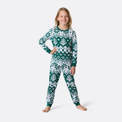 Lasten Vihreä Joulupyjama neulekuviolla