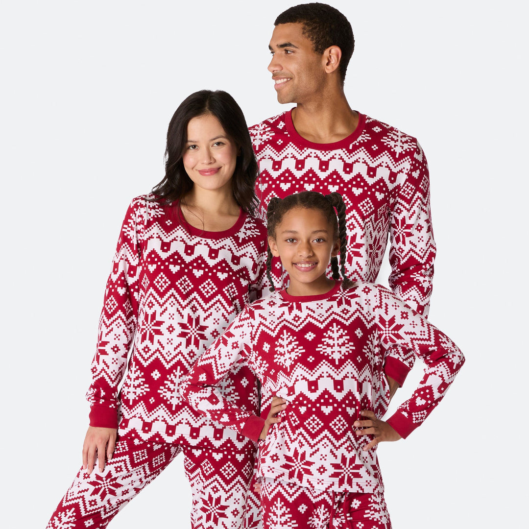 Punainen Jouluneule Joulupyjamat Perhe