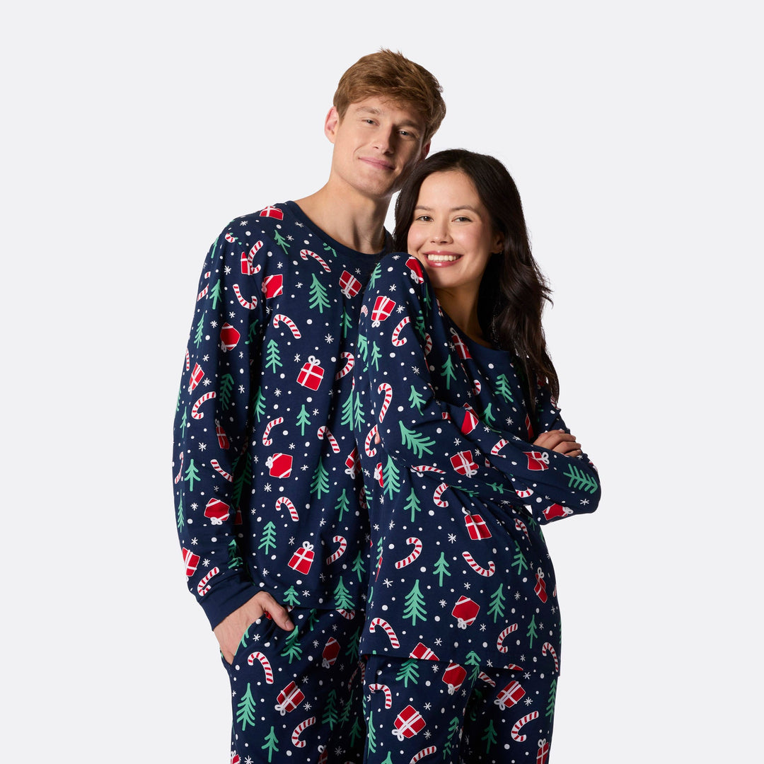 Miesten Sininen Joulukuvio Joulupyjama