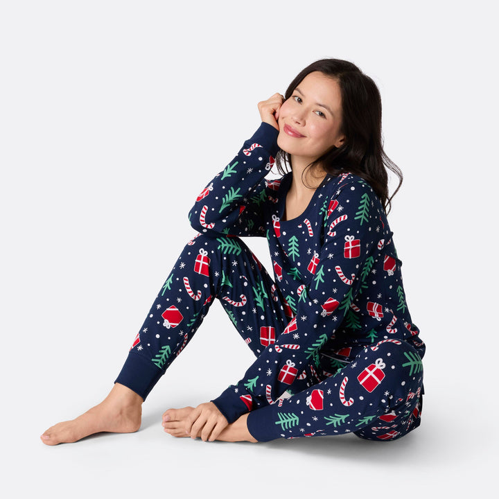 Naisten Sininen Joulukuvio Joulupyjama