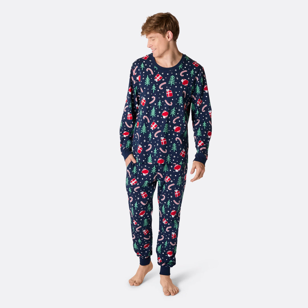 Miesten Sininen Joulukuvio Joulupyjama