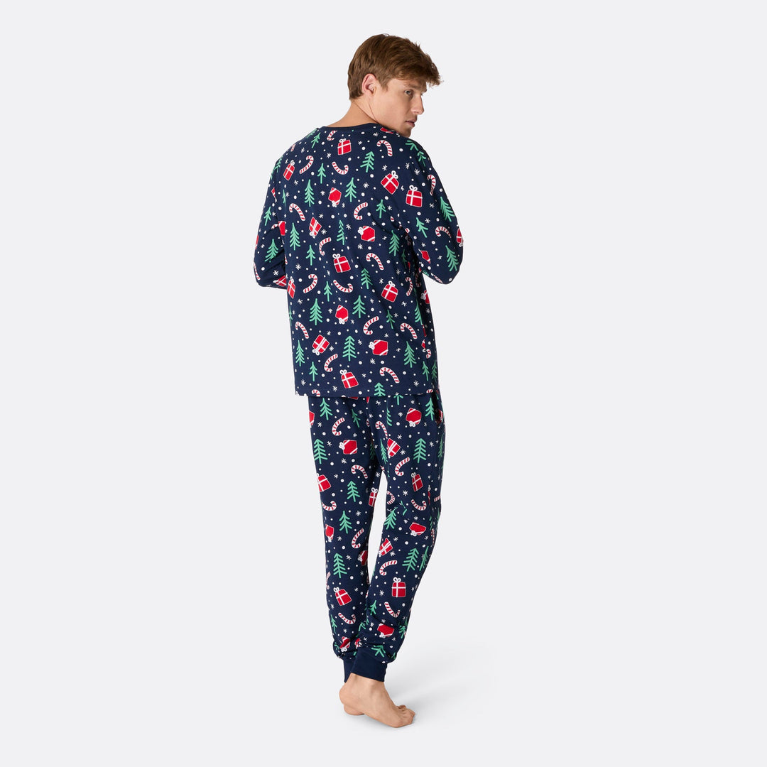 Miesten Sininen Joulukuvio Joulupyjama