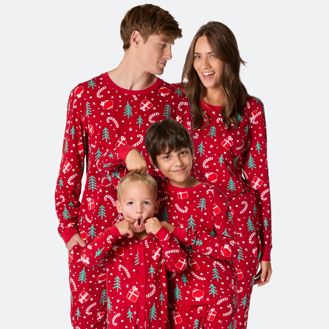 Punainen Joulukuvio Joulupyjamat Perhe