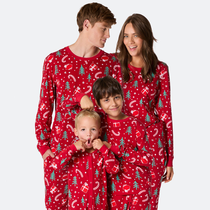 Punainen Joulukuvio Joulupyjamat Perhe
