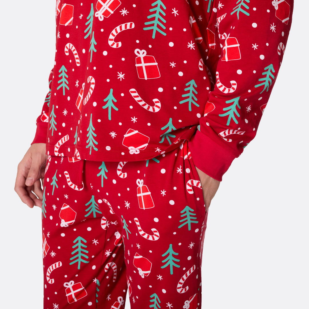 Miesten Punainen Joulukuvio Joulupyjama