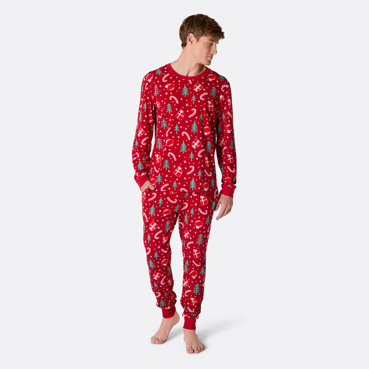 Miesten Punainen Joulukuvio Joulupyjama