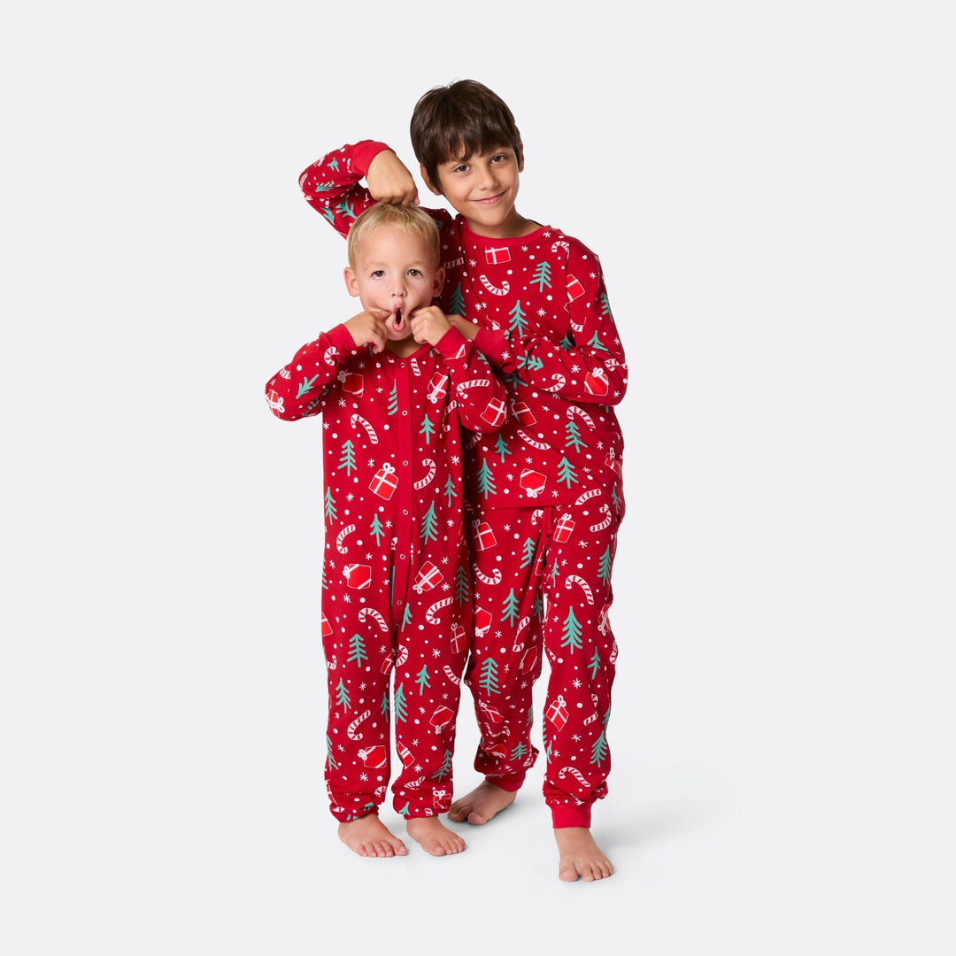 Lasten Punainen Joulukuvio Joulupyjama