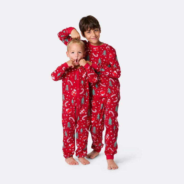 Lasten Punainen Joulukuvio Joulupyjama