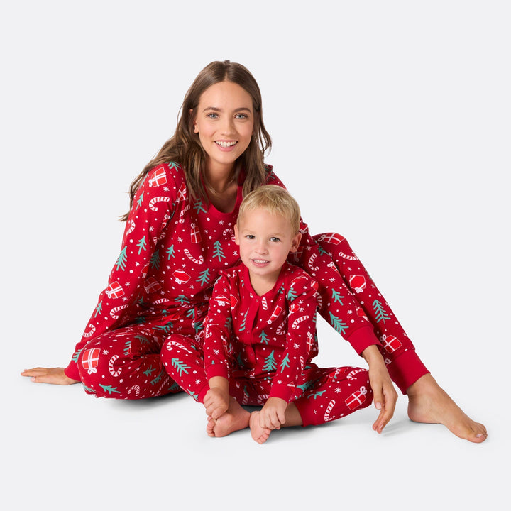 Lasten Punainen Joulukuvio Joulupyjama