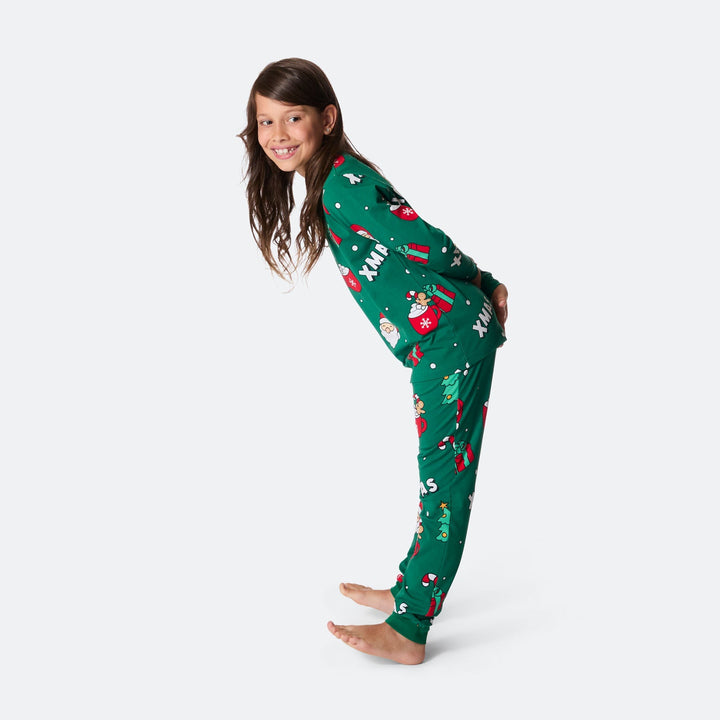 Lasten Vihreä Xmas Joulupyjama