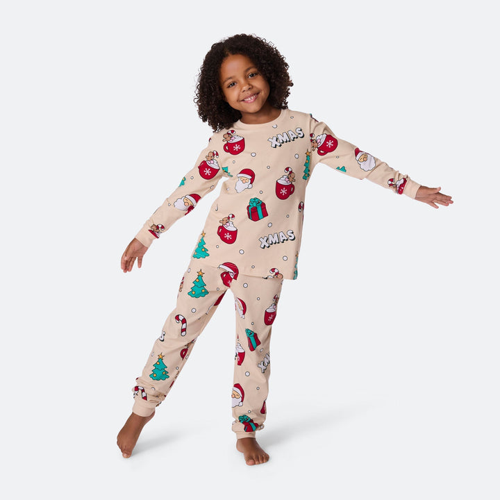 Lasten Beige Xmas Joulupyjama