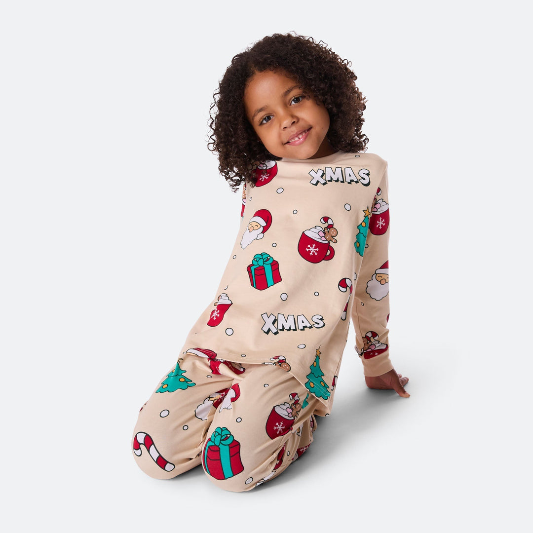 Lasten Beige Xmas Joulupyjama