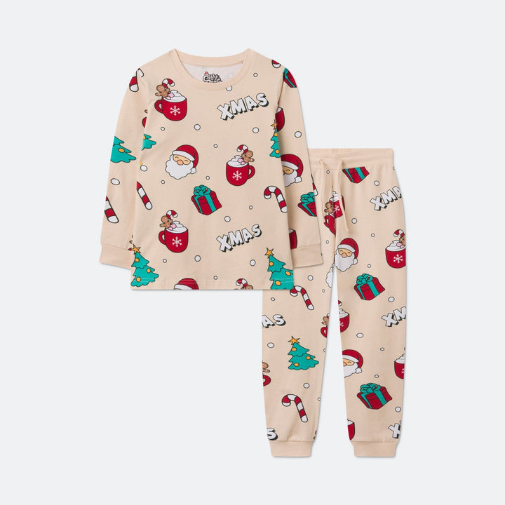 Lasten Beige Xmas Joulupyjama