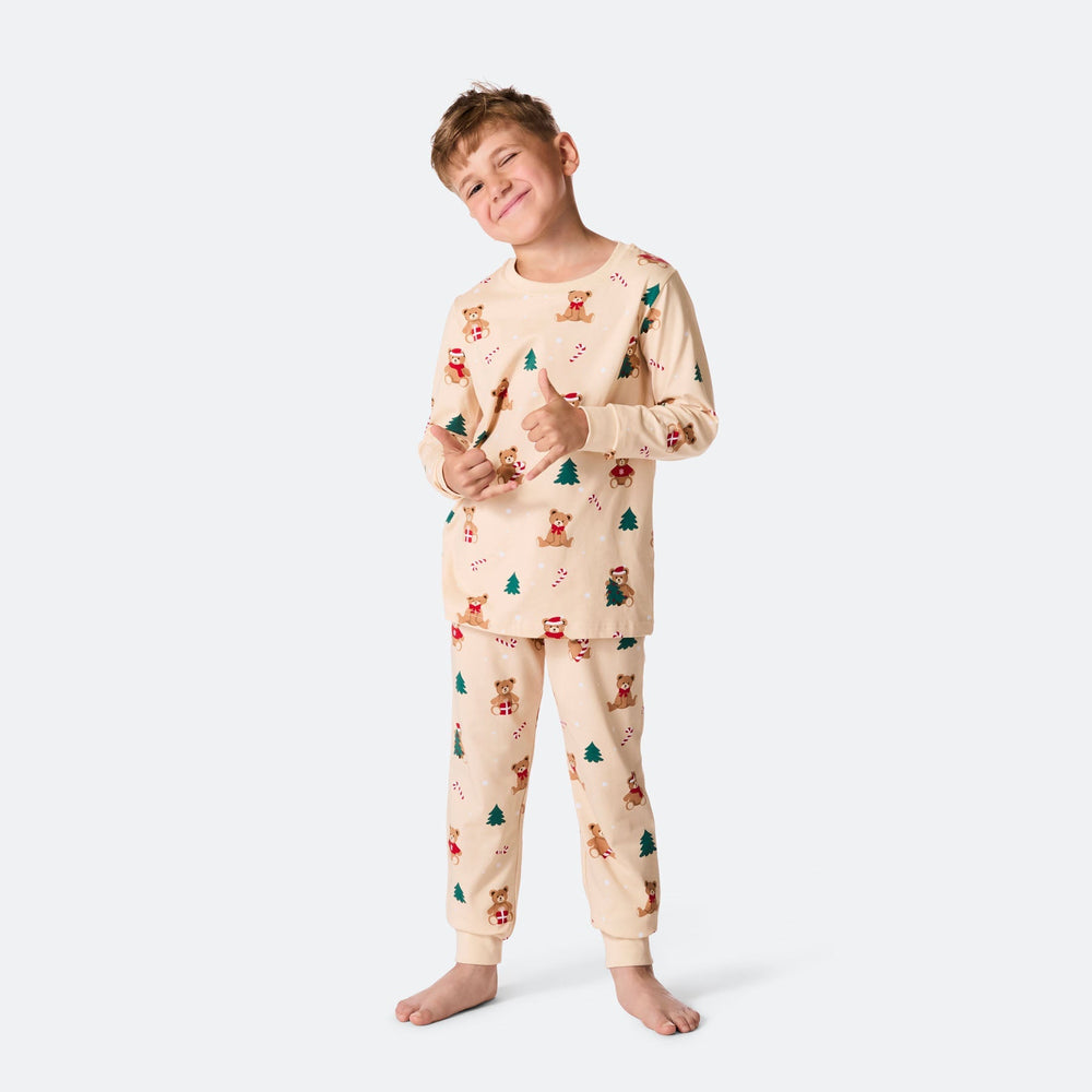Lasten Beige Nallekarhu Joulupyjama