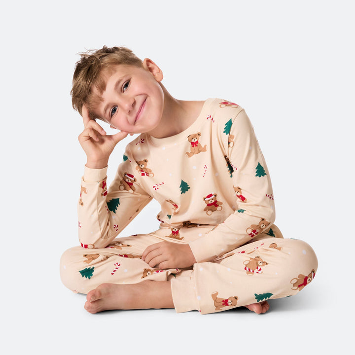 Lasten Beige Nallekarhu Joulupyjama
