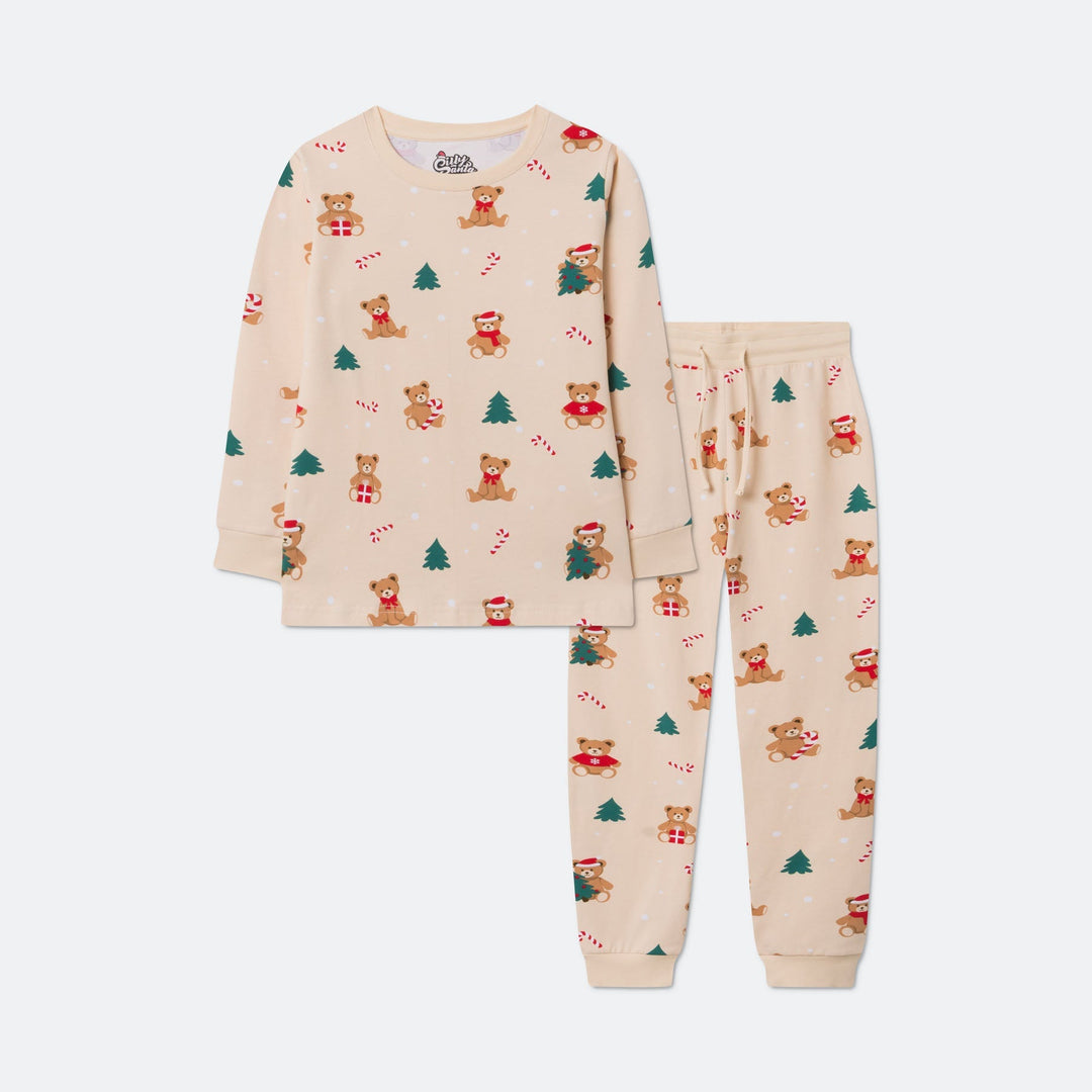 Lasten Beige Nallekarhu Joulupyjama