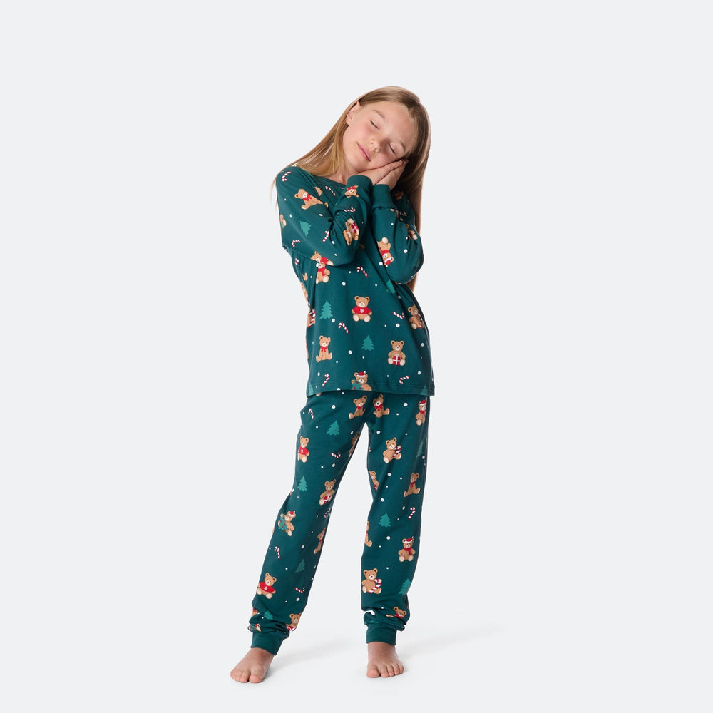 Lasten Vihreä Nallekarhu Joulupyjama