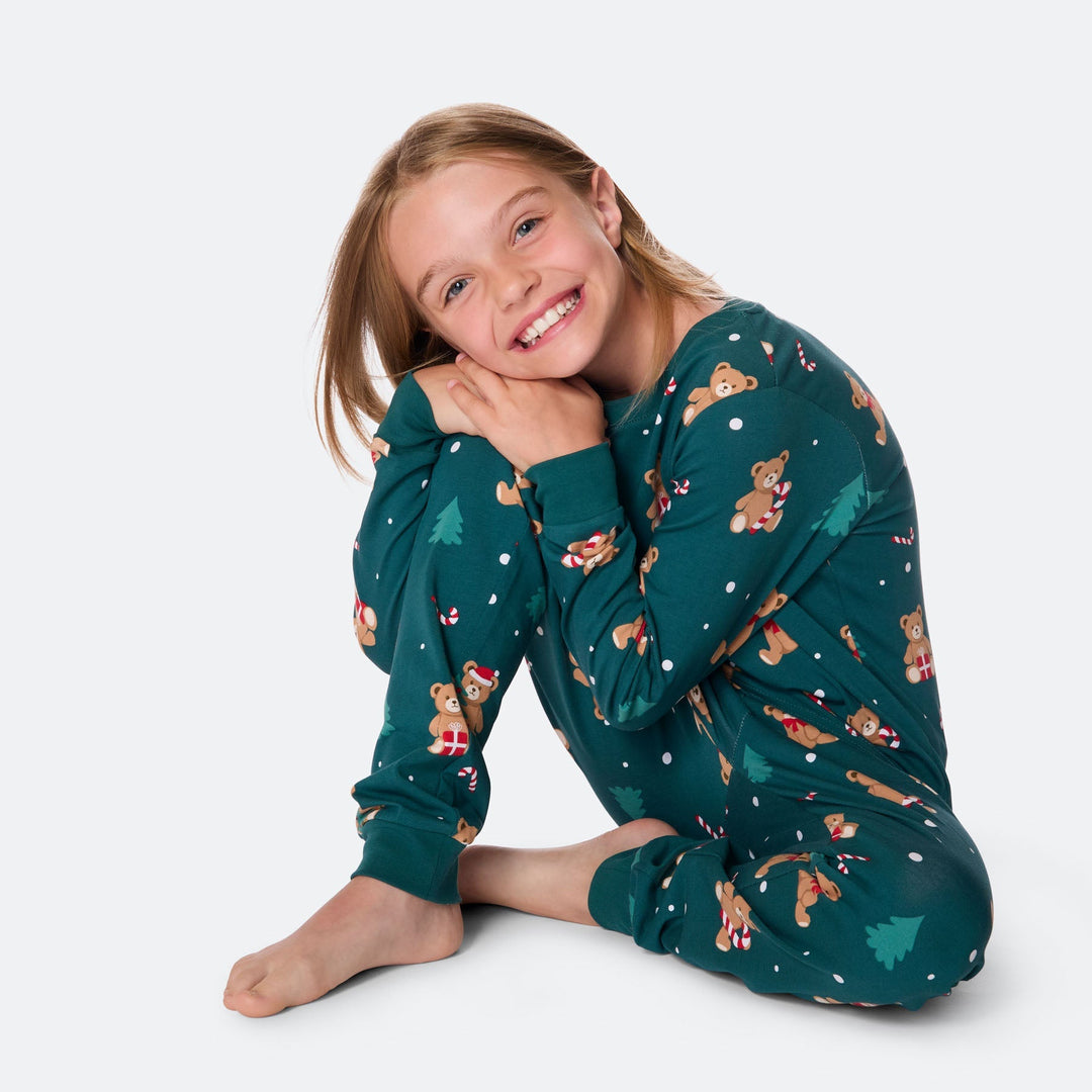 Lasten Vihreä Nallekarhu Joulupyjama