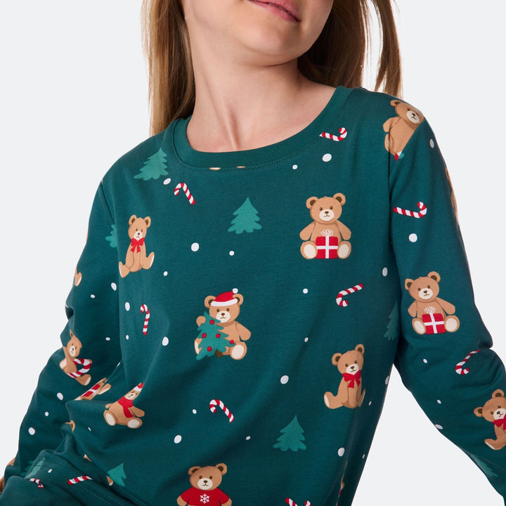 Lasten Vihreä Nallekarhu Joulupyjama