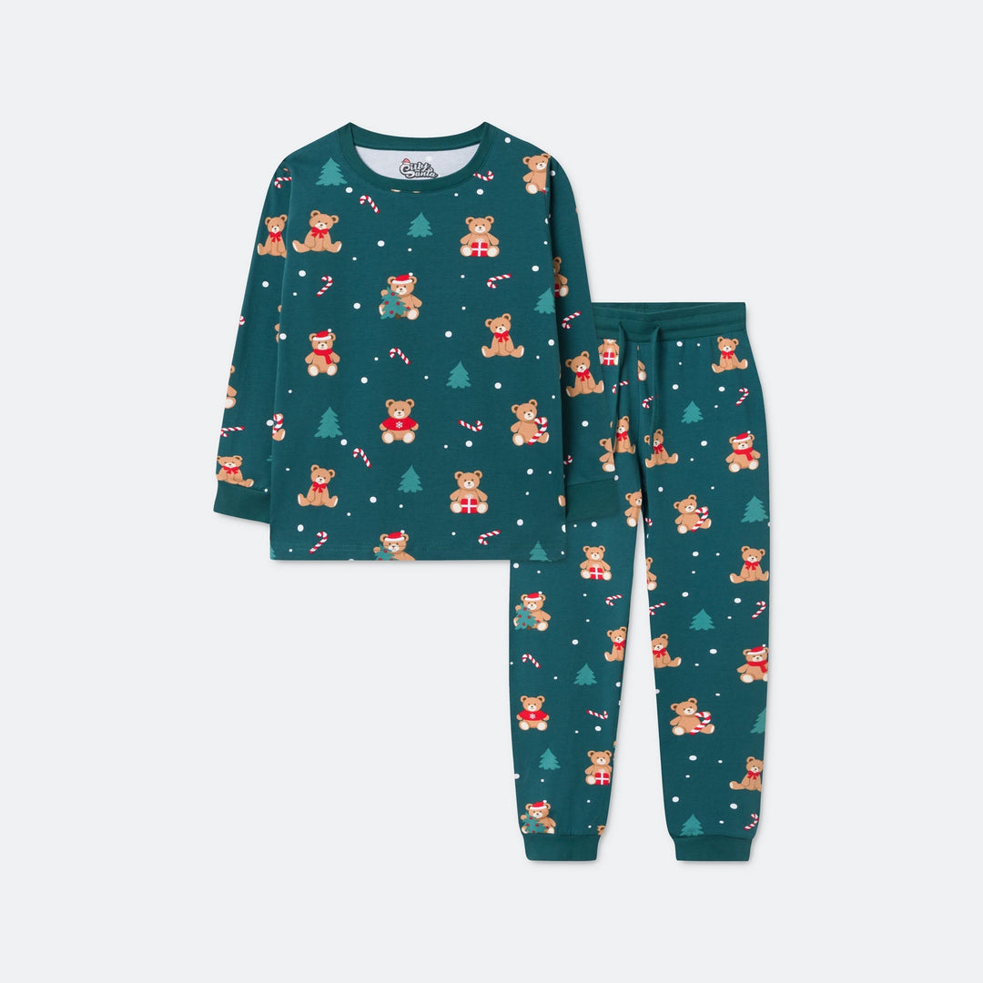 Lasten Vihreä Nallekarhu Joulupyjama