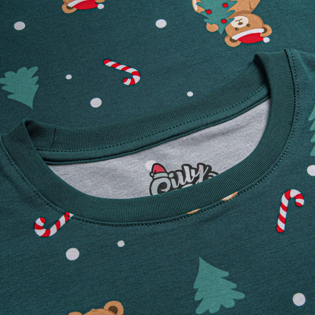 Lasten Vihreä Nallekarhu Joulupyjama