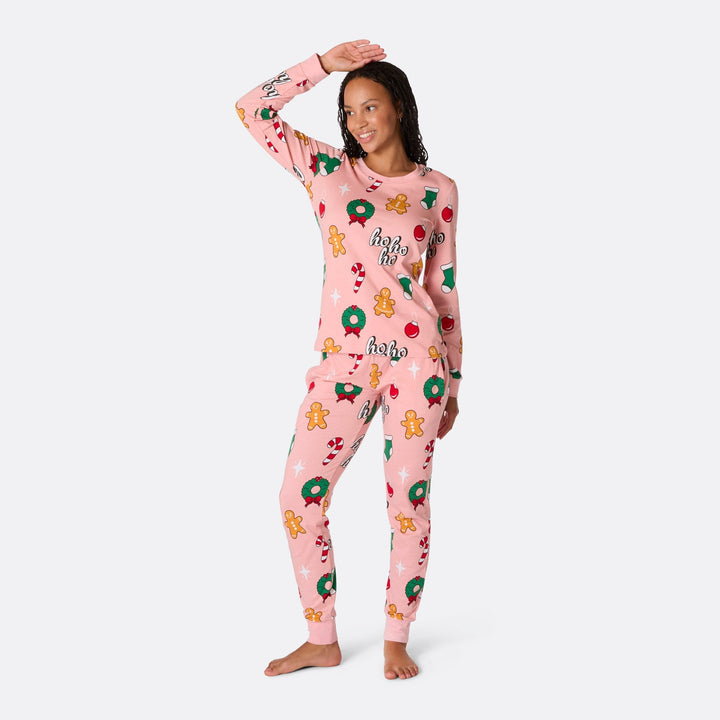 Vaaleanpunainen Hohoho Joulupyjamat Perhe