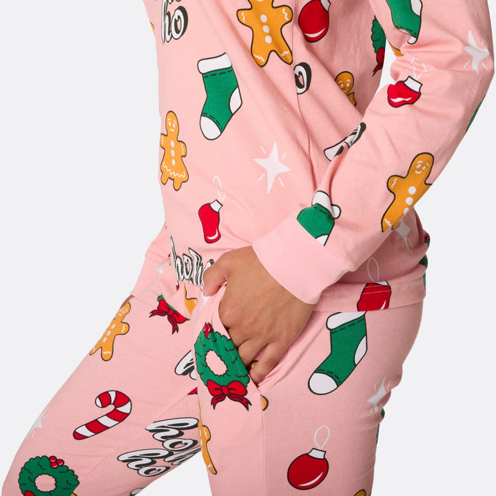 Vaaleanpunainen Hohoho Joulupyjamat Perhe