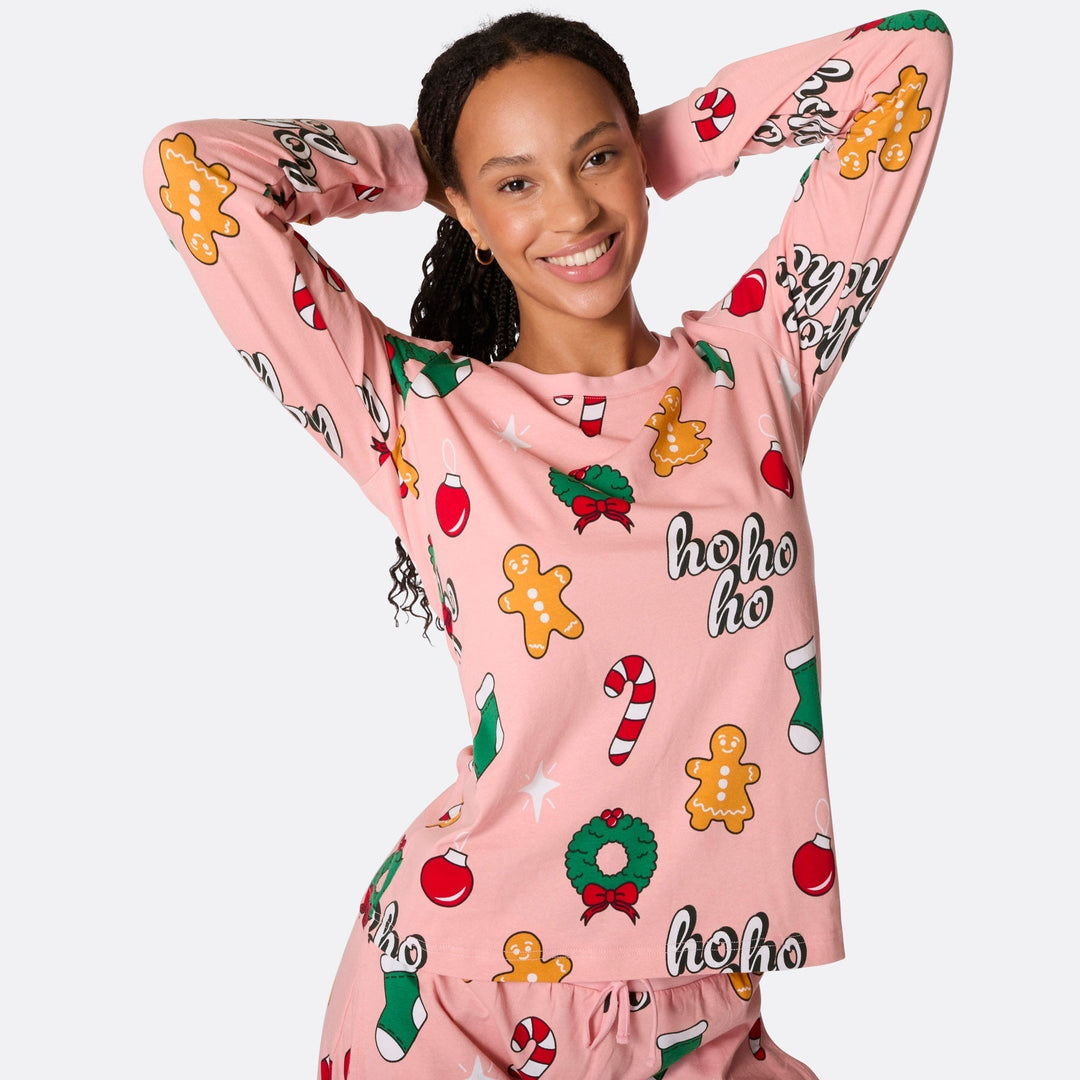 Vaaleanpunainen Hohoho Joulupyjamat Perhe