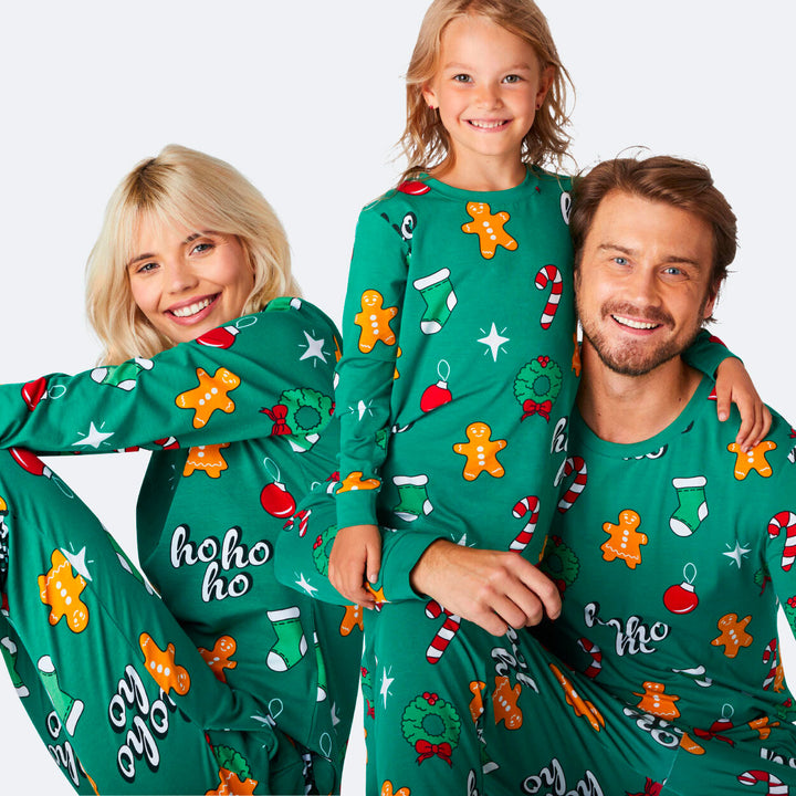 Vihreä Hohoho Joulupyjamat Perhe