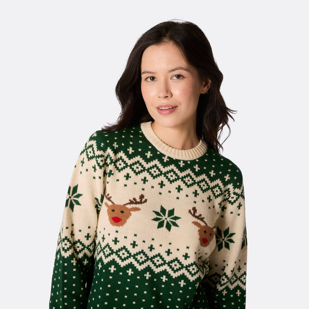 Vihreä Retro Poro Jouluneulet Koko Perheelle