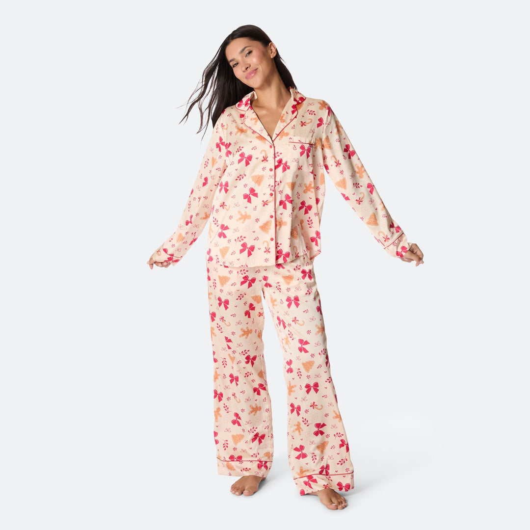 Naisten Piparkakku Satiini Joulupyjama