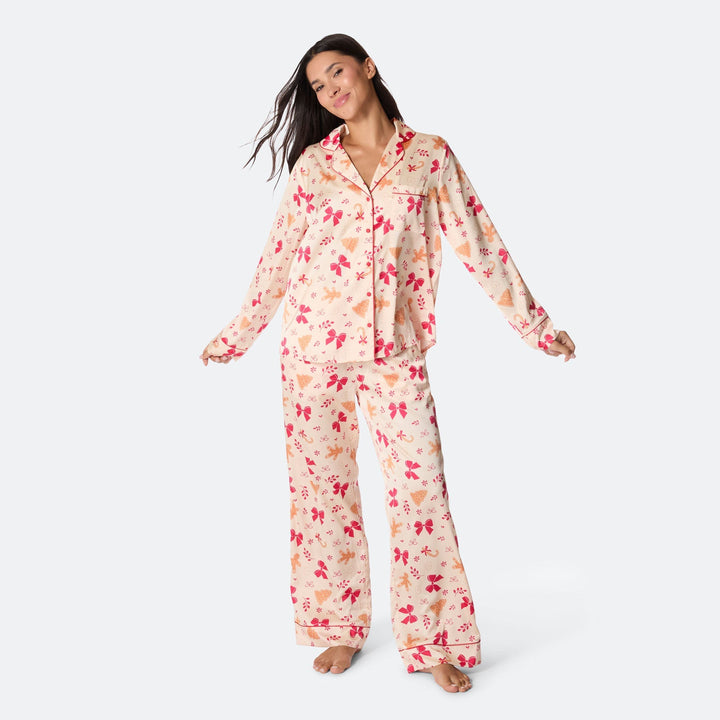 Naisten Piparkakku Satiini Joulupyjama