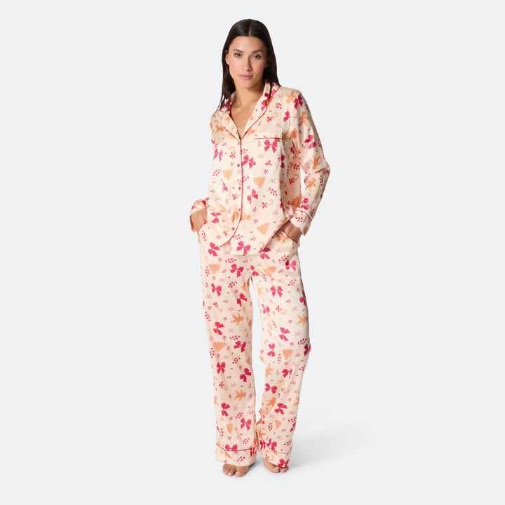 Naisten Piparkakku Satiini Joulupyjama