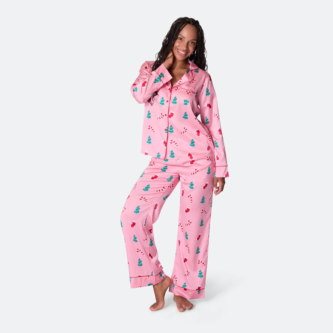 Naisten Vaaleanpunainen Satiini Joulupyjama
