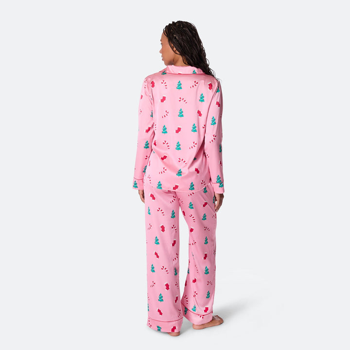 Naisten Vaaleanpunainen Satiini Joulupyjama