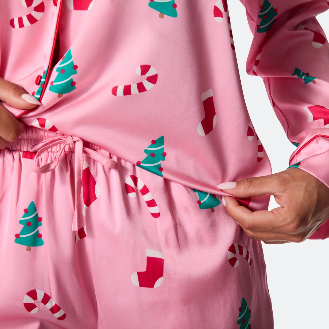 Naisten Vaaleanpunainen Satiini Joulupyjama