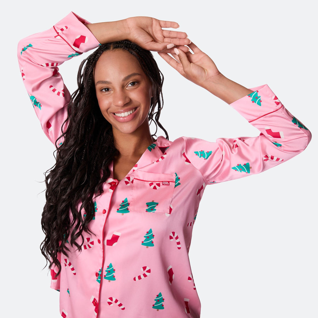 Naisten Vaaleanpunainen Satiini Joulupyjama