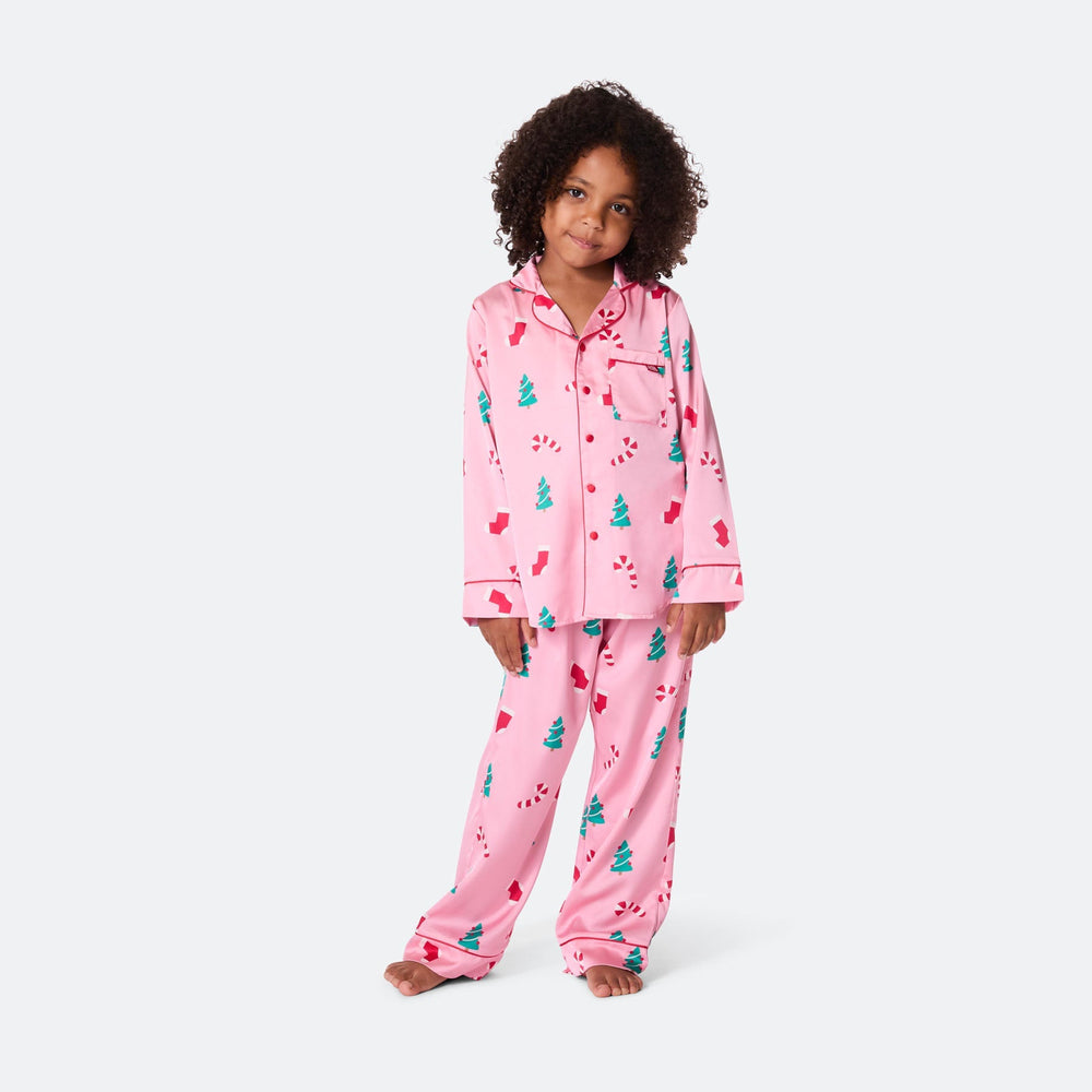 Lasten Vaaleanpunainen Satiini Joulupyjama