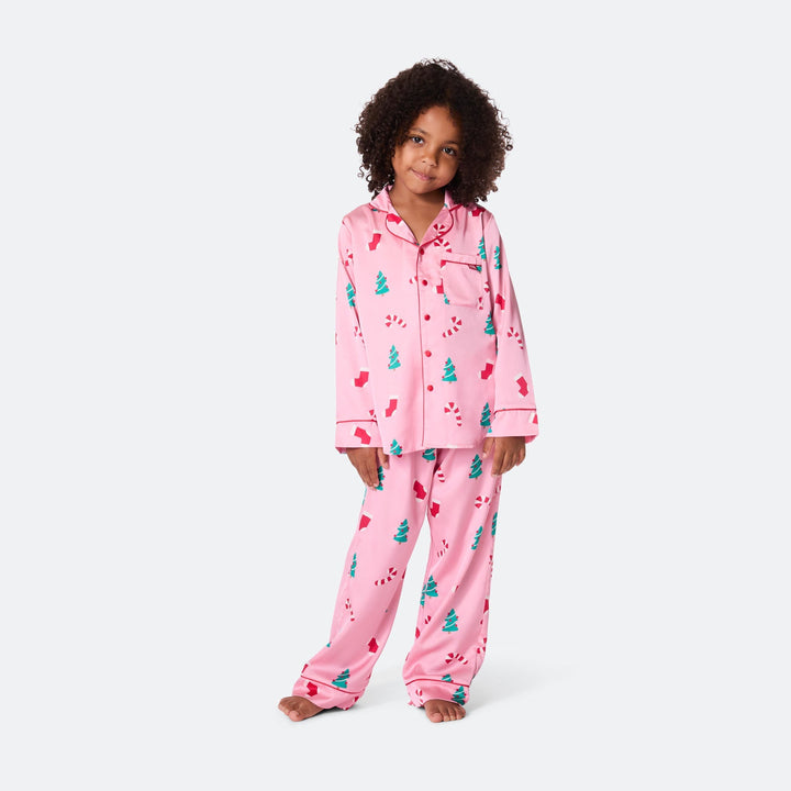 Lasten Vaaleanpunainen Satiini Joulupyjama