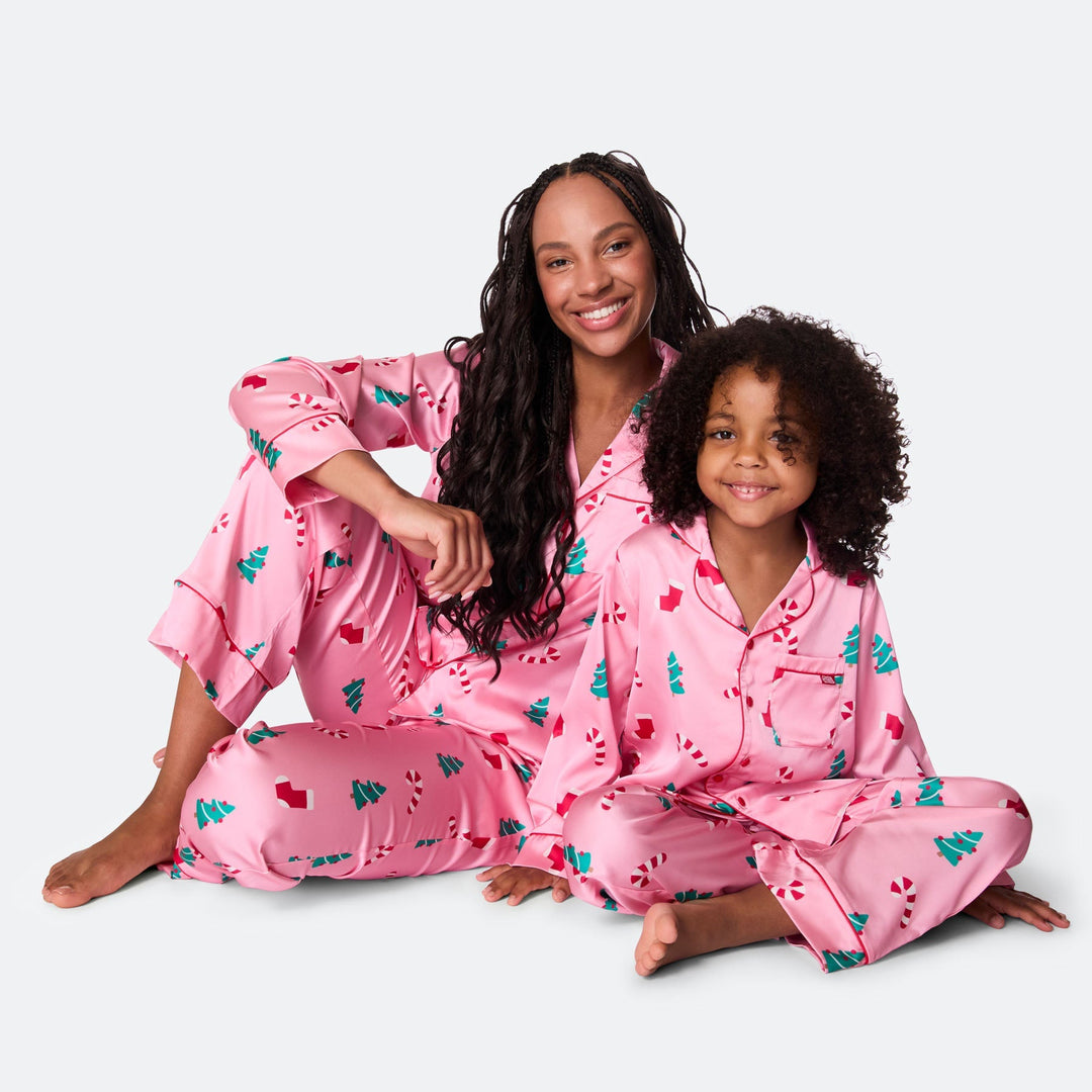 Naisten Vaaleanpunainen Satiini Joulupyjama