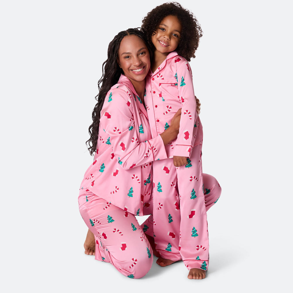 Naisten Vaaleanpunainen Satiini Joulupyjama
