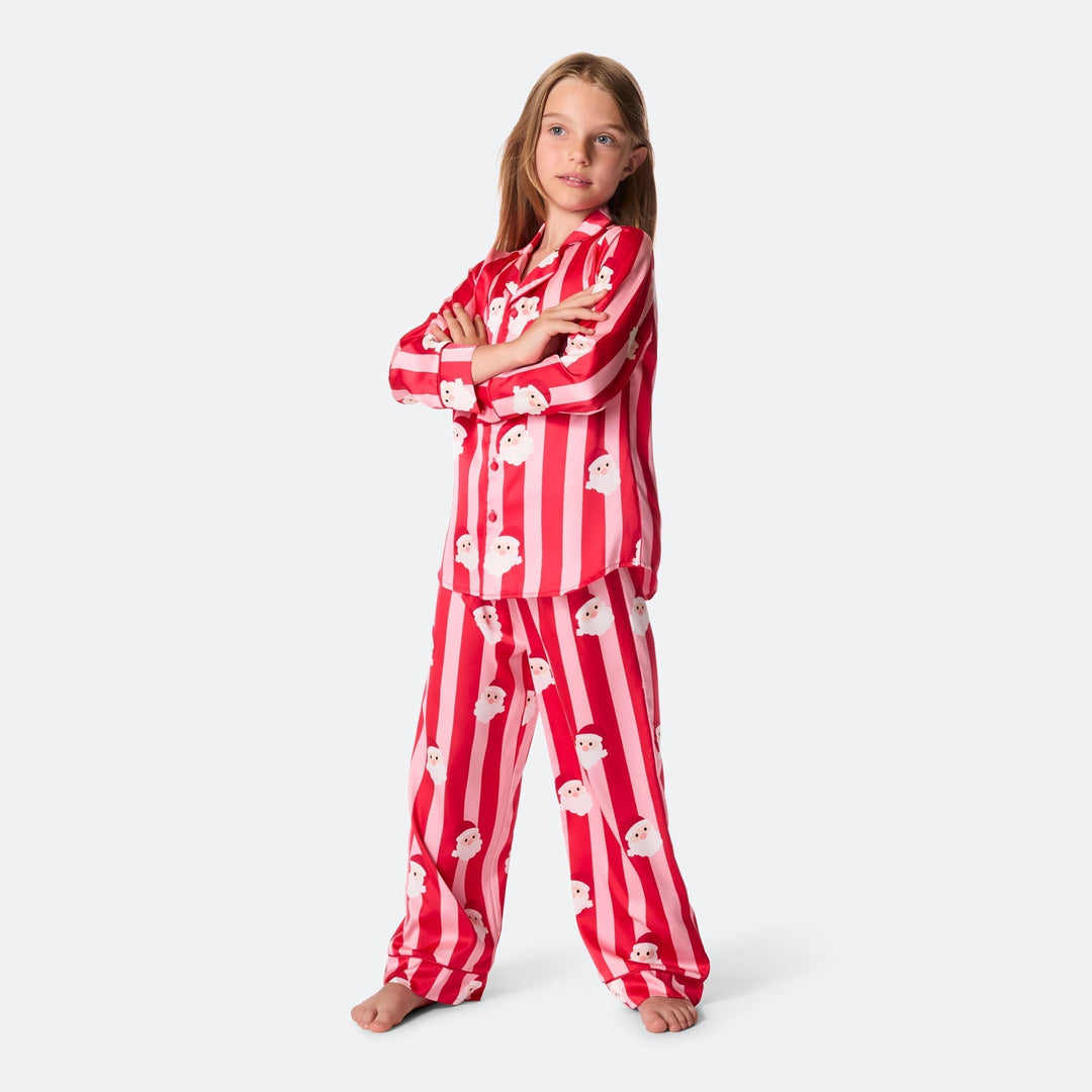 Lasten Raidallinen Satiini Joulupyjama