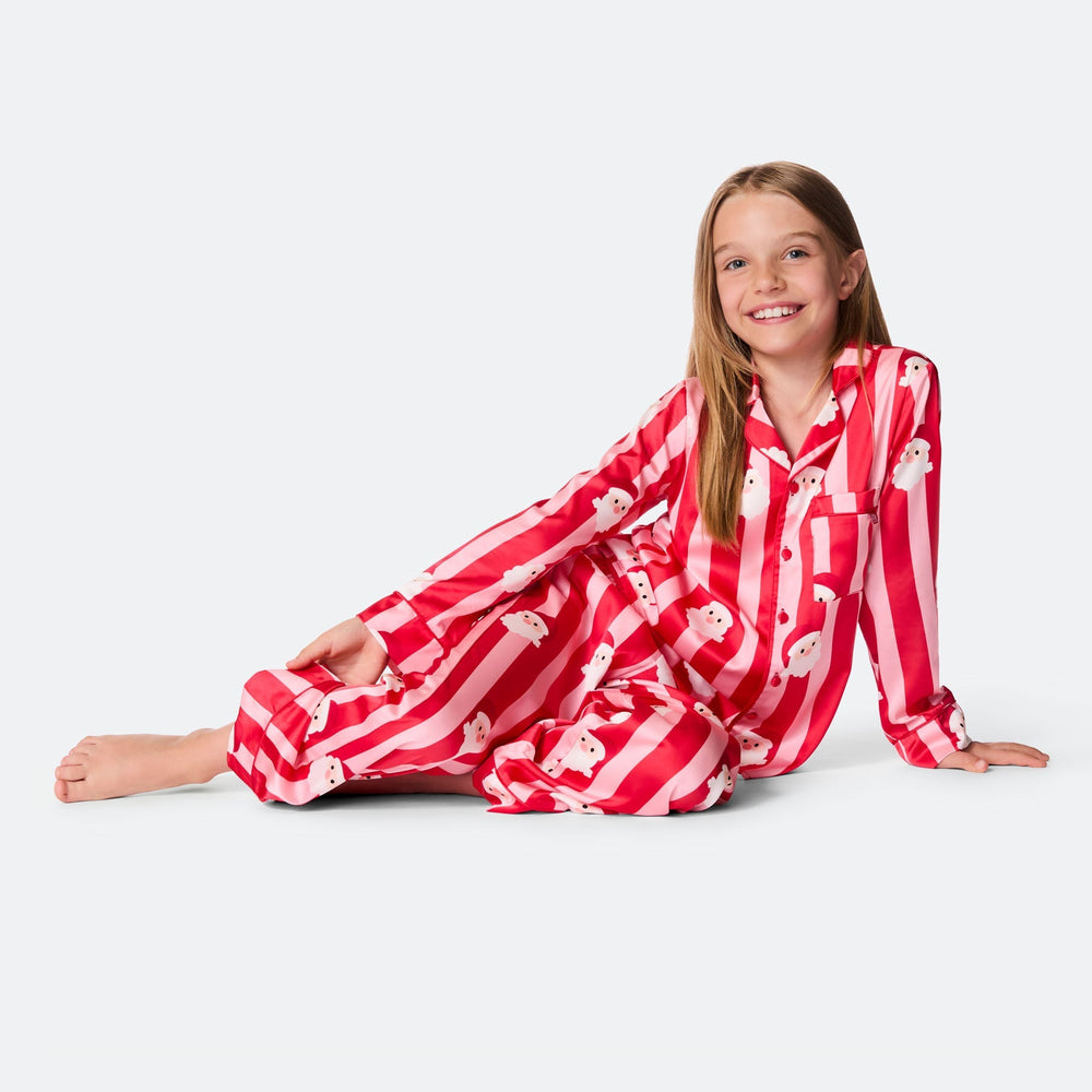 Lasten Raidallinen Satiini Joulupyjama