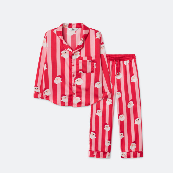 Lasten Raidallinen Satiini Joulupyjama